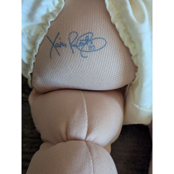 Vintage 1982 Coleco Cabbage Patch Kids Bald Baby Doll Yellow Outfit Elephant - Picture 3 of 5